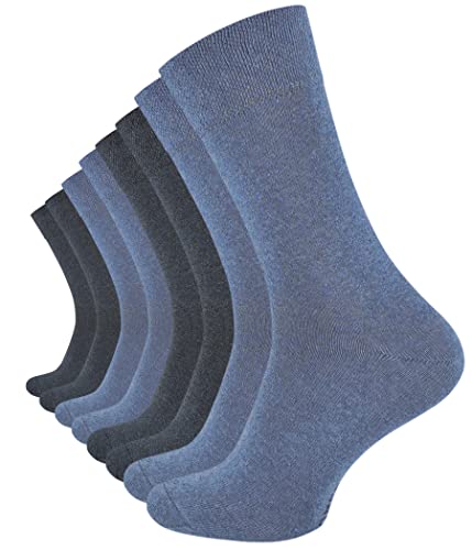 VCA 8 Paar Herren COMFORT Socken, ohne Gummibund, Baumwolle mit Elasthan, verschiedene Blautöne, Gr. 39-42 von VCA