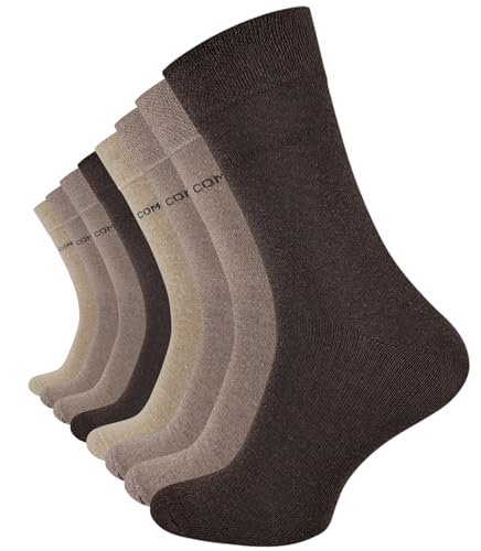 VCA 8 Paar Herren COMFORT Socken, ohne Gummibund, Baumwolle mit Elasthan in verschiedenen Farben (39-42, Braun) von VCA