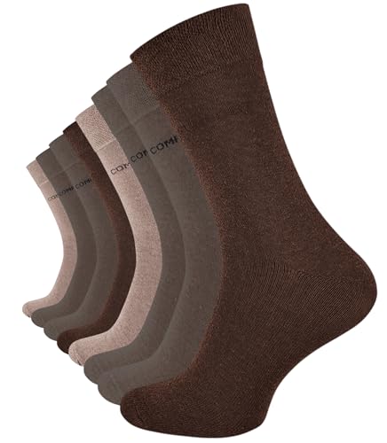 VCA 8 Paar Herren COMFORT Socken, ohne Gummibund, Baumwolle mit Elasthan in verschiedenen Farben (43-46, Braun) von VCA