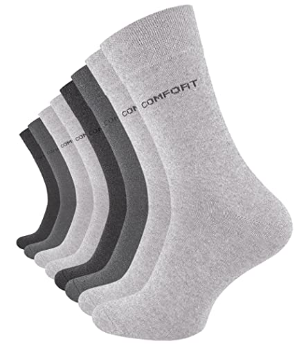 VCA 8 Paar Herren COMFORT Socken in Grau, Ohne Gummibund, Baumwolle mit Elasthan (39/42, Grau) - Cottonprime von VCA