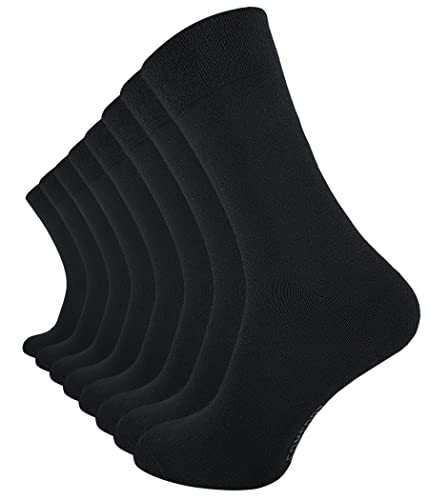 VCA 8 Paar Schwarze Herren Socken, Baumwolle, Herrensocken ohne Gummibund, Gr. 43-46 von VCA