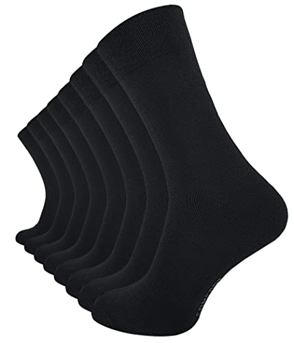 VCA 8 Paar Schwarze Herren COMFORT Socken, ohne Gummibund, Baumwolle mit Elasthan, Gr. 39-42 von VCA