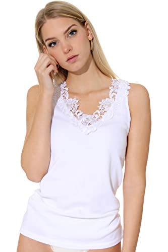 Damen Shirt, Unterhemd mit extra großer Spitze, Trägershirt ohne Seitennaht - Cottonprime von VCA