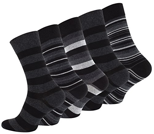 VCA 10 Paar Herren Baumwoll Socken COMFORT Herrensocken verschiedene Modelle (39-42, Street Dunkel Ringel (2105)) von VCA