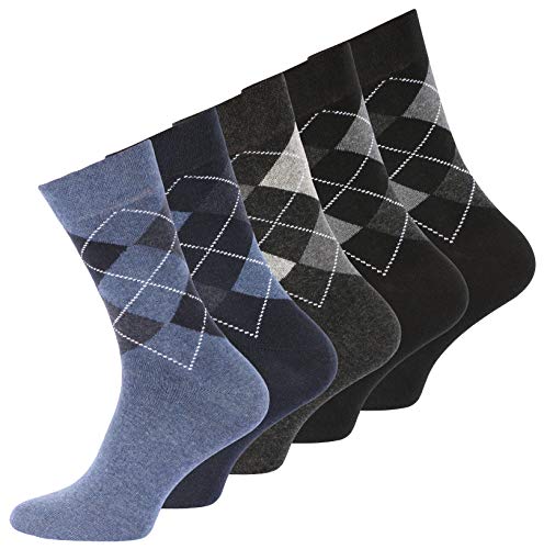 VCA 10 Paar Herren Baumwoll Socken COMFORT Herrensocken verschiedene Modelle (43-46, Karo Dunkel Sortiert (2008)) von VCA