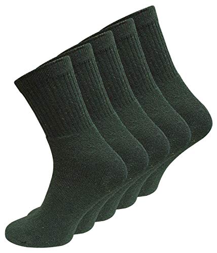 VCA 10 Paar Stabile Baumwoll Socken -Freizeit und Berufssocken- (43/46, dunkelgrün) von VCA