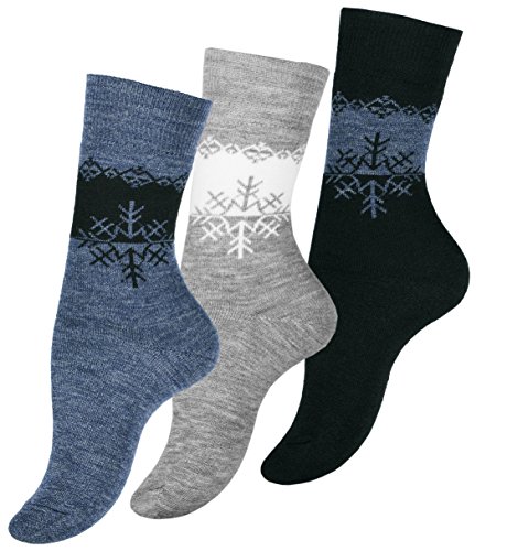 VCA 3 Paar Damen Thermo Socken, Wintersocken mit Innenfrottee, Mehrfarbig, 39/42 von VCA