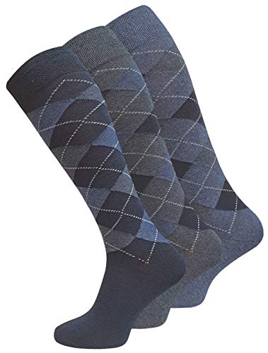 VCA 3 Paar Original Herren Comfort KNIESTRÜMPFE, mit Karo Design, ohne Gummibund, blau, Gr. 39-42 VCA 3 Paar Original Herren Comfort KNIESTRÜMPFE, mit Karo Design, ohne Gummibund, blau, Gr. 39-42 von VCA