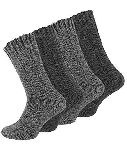 VCA 4 Paar Norwegersocken (Wollsocken), Stricksocken für Damen und Herren, Anthrazit, Gr. 39-42 von VCA