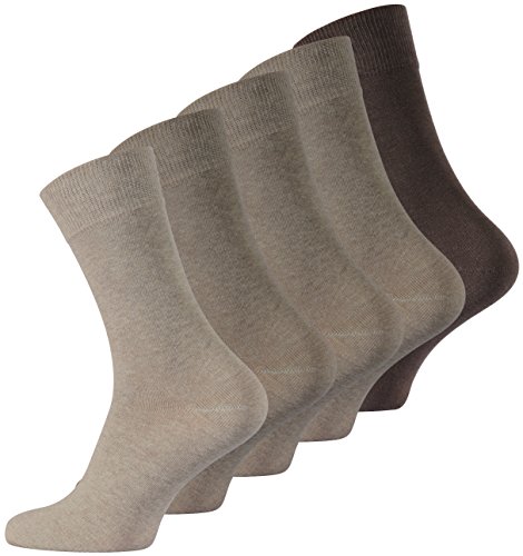 VCA 5 Paar Business-Socken, Baumwolle, beige-braun Meliert von VCA