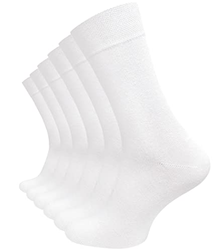 VCA 6 Paar Herren Diabetiker Socken, Ohne Gummibund, Baumwolle, handgekettelte druckfreie Spitze (43/46, weiss) von VCA