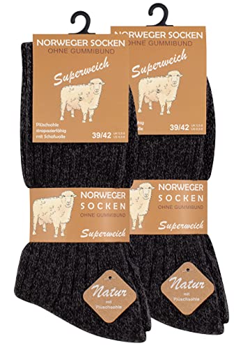 Cotton Prime 6 Paar Norweger - Socken anthrazit meliert mit weich gepolsterter Plüschsohle Gr. 39-42 von VCA