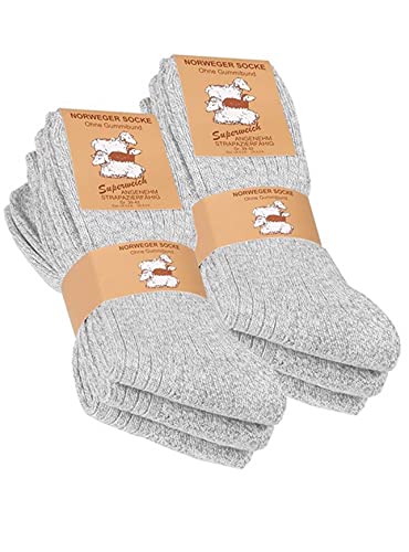 VCA 6 Paar Norweger - Socken grau melliert mit weich gepolsterter Plüschsohle. Gr. 39-42 von VCA