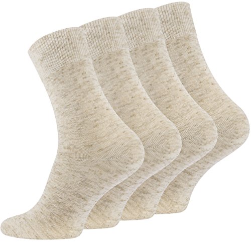VCA 8 Paar Herren Leinen Socken Natur mit Baumwolle in beige meliert von VCA