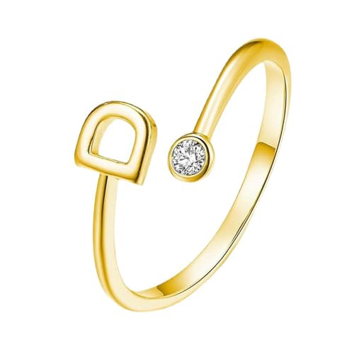 VCCKNB JEWELRY Initialenring für Frauen und Mädchen, goldener Buchstabenring A-Z, Edelstahl, verstellbarer Öffnungsring, zierlicher Kristall-Zirkonia-Schmuck (D-Gold) VCCKNB JEWELRY Initialenring für Frauen und Mädchen, goldener Buchstabenring A-Z, Edelstahl, verstellbarer Öffnungsring, zierlicher Kristall-Zirkonia-Schmuck (D-Gold) von VCCKNB JEWELRY