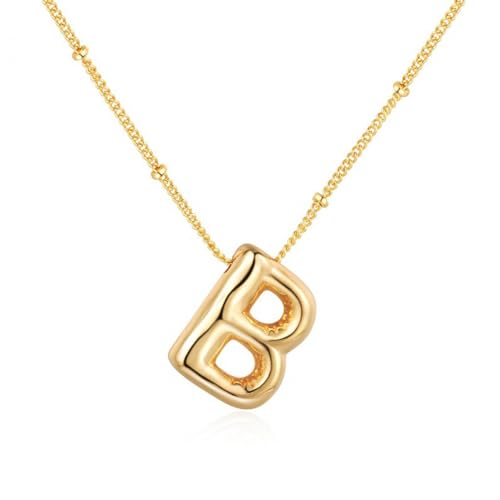 VCCKNB JEWELRY Initialen-Halsketten für Frauen und Mädchen, 14 Karat vergoldet, Buchstaben-Anhänger-Halskette von A-Z, Monogramm-Halsketten, Alphabet-Anfangsschmuck, zierliche, trendige (Gold-B) von VCCKNB JEWELRY