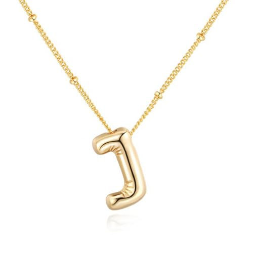 VCCKNB JEWELRY Initialen-Halsketten für Frauen und Mädchen, 14 Karat vergoldet, Buchstaben-Anhänger-Halskette von A-Z, Monogramm-Halsketten, Alphabet-Anfangsschmuck, zierliche, trendige (Gold-J) von VCCKNB JEWELRY