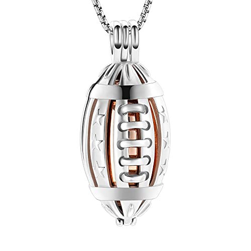 VCCWYQK American Football Einäscherung Medaillon Halskette für Asche von geliebten Menschen Edelstahl Memorial Urne Schmuck Frauen Männer Keepsake Mode Halskette (A-2) von VCCWYQK