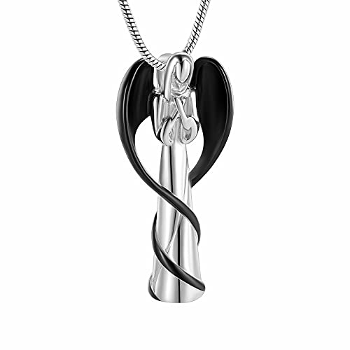 VCCWYQK Angel Wing Kreuz Urne Halskette für Asche für Frauen Männer Edelstahl Andenken Kremation Schmuck Memorial Anhänger von VCCWYQK