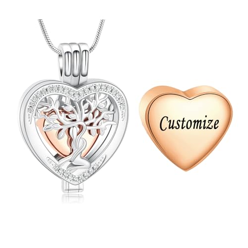 VCCWYQK Baum des Lebens Herz Urne Halskette für Asche für Frauen Einäscherung Schmuck Memorial Asche Anhänger Beerdigung Keepsake Geschenk für geliebte Menschen von VCCWYQK