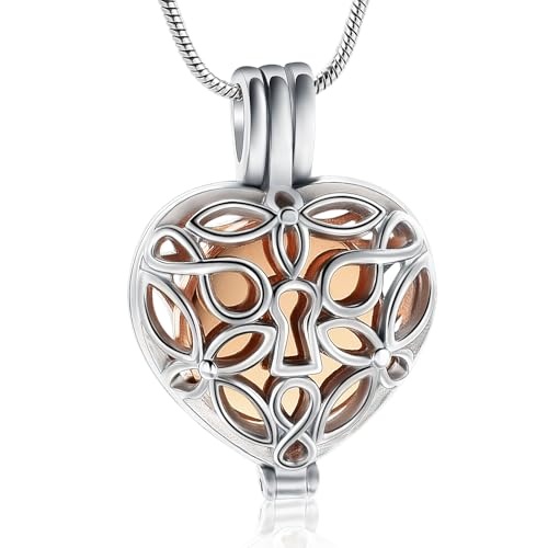 VCCWYQK Baum des Lebens Herz Urne Halskette für Asche mit hohlen Fläschchen Zylinder Kremation Schmuck Keepsake Memorial Lockets für Frauen Männer Haustier Asche Halter von VCCWYQK