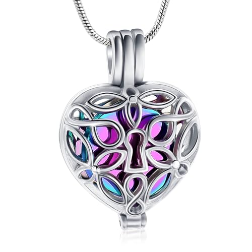 VCCWYQK Baum des Lebens Herz Urne Halskette für Asche mit hohlen Fläschchen Zylinder Kremation Schmuck Keepsake Memorial Lockets für Frauen Männer Haustier Asche Halter von VCCWYQK