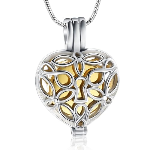 VCCWYQK Baum des Lebens Herz Urne Halskette für Asche mit hohlen Fläschchen Zylinder Kremation Schmuck Keepsake Memorial Lockets für Frauen Männer Haustier Asche Halter von VCCWYQK