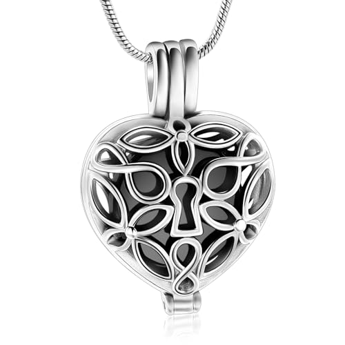 VCCWYQK Baum des Lebens Herz Urne Halskette für Asche mit hohlen Fläschchen Zylinder Kremation Schmuck Keepsake Memorial Lockets für Frauen Männer Haustier Asche Halter von VCCWYQK