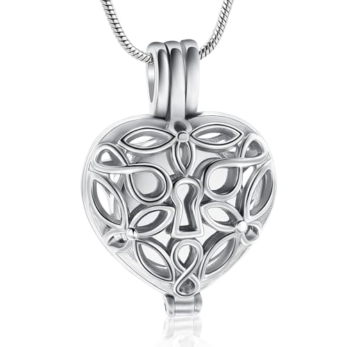 VCCWYQK Baum des Lebens Herz Urne Halskette für Asche mit hohlen Fläschchen Zylinder Kremation Schmuck Keepsake Memorial Lockets für Frauen Männer Haustier Asche Halter von VCCWYQK