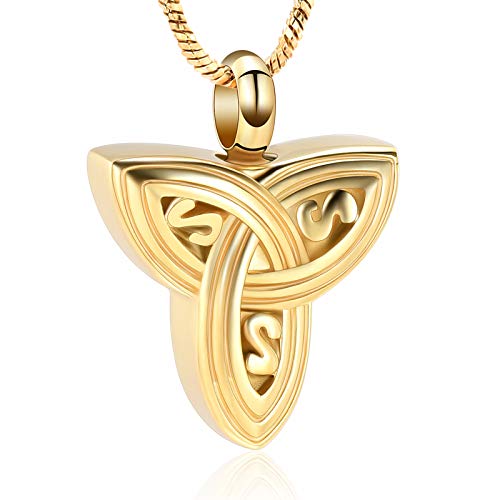 VCCWYQK Celtic Knot Urne Halskette für Asche für Frauen Männer Einäscherung Schmuck Vintage Triangle Urne Locket für Asche Keepsake Gedenkschmuck von VCCWYQK