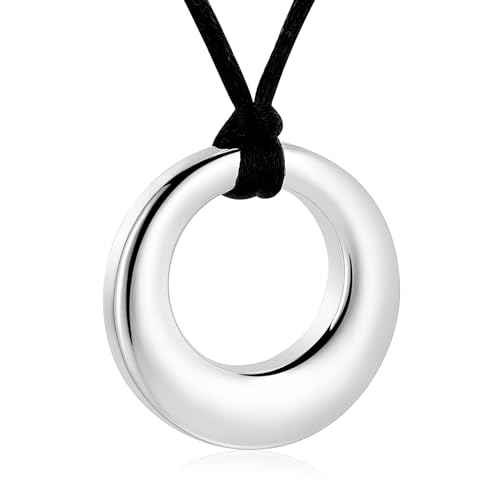 VCCWYQK Circle of Life Urnen-Halsketten für Asche Gedenkurnen Edelstahl Anhänger Halsketten Einäscherung Schmuck Andenken für Männer Frauen (Silber) von VCCWYQK