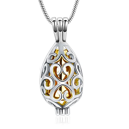 VCCWYQK Einäscherungsschmuck für Asche - Teardrop Urn Halsketten Anhänger für Asche für Frauen mit Hollow Keepsake Urn Memorial Locket Ascheschmuck von VCCWYQK