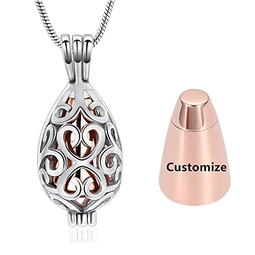 VCCWYQK Einäscherungsschmuck für Asche - Teardrop Urn Halsketten Anhänger für Asche für Frauen mit Hollow Keepsake Urn Memorial Locket Ascheschmuck von VCCWYQK