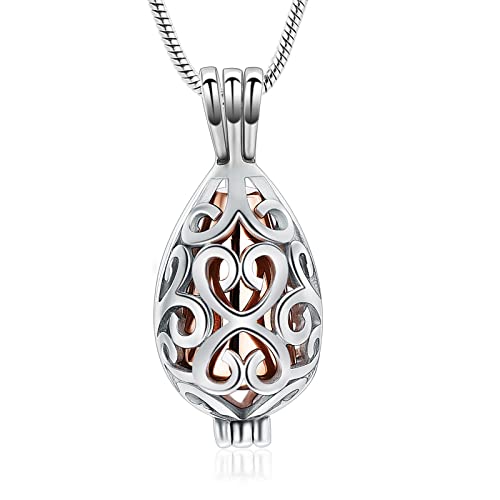 VCCWYQK Einäscherungsschmuck für Asche - Teardrop Urn Halsketten Anhänger für Asche für Frauen mit Hollow Keepsake Urn Memorial Locket Ascheschmuck von VCCWYQK
