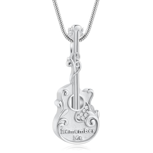 VCCWYQK Gitarre Urne Halskette für Asche für Musik Gitarrist Kremation Memorial Keepsake Anhänger Halskette für Gitarrist Musik von VCCWYQK