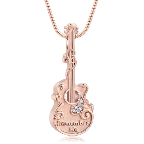 VCCWYQK Gitarre Urne Halskette für Asche für Musik Gitarrist Kremation Memorial Keepsake Anhänger Halskette für Gitarrist Musik von VCCWYQK