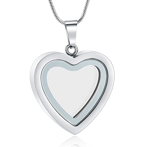 VCCWYQK Glas Kremation Schmuck Halskette für Asche Herz Memorial Lockets für Asche Edelstahl Keepsake Urne Asche Anhänger von VCCWYQK