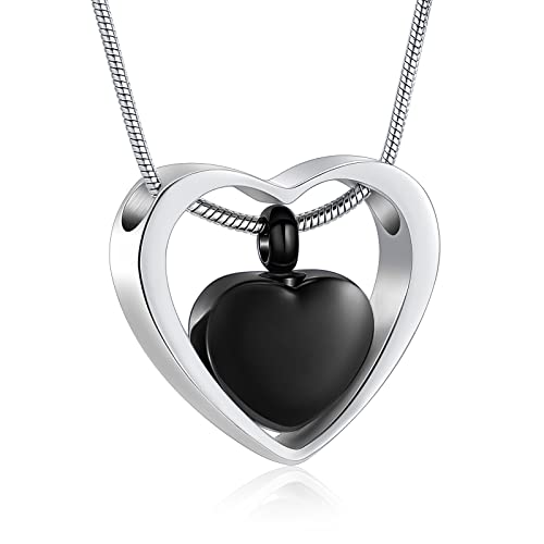 VCCWYQK Heart in Heart Kremation Anhänger Memorial Asche Halskette Schmuck Urne Halsketten für Asche für Frauen Männer (A) von VCCWYQK