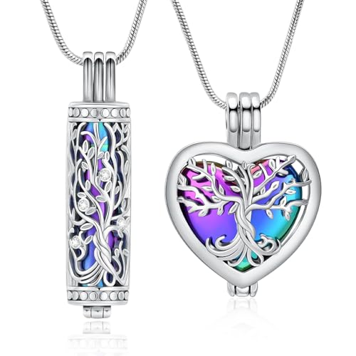 VCCWYQK Herz Urne Halsketten für Asche für Frauen Einäscherung Schmuck Blume Memorial Mini Keepsake Asche Hollow Anhänger (Colorful-2pc) von VCCWYQK