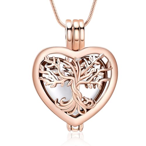 VCCWYQK Herz Urne Halsketten für Asche für Frauen Einäscherung Schmuck Blume Memorial Mini Keepsake Asche Hollow Anhänger (E) von VCCWYQK