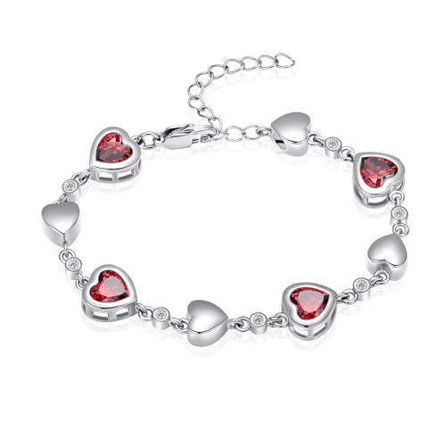 Hitze Form Urne Armband für Asche Birthstone Herz Armband Cremation Schmuck Urne Armband für Asche Keepsake (C-Silber+Rot) von VCCWYQK