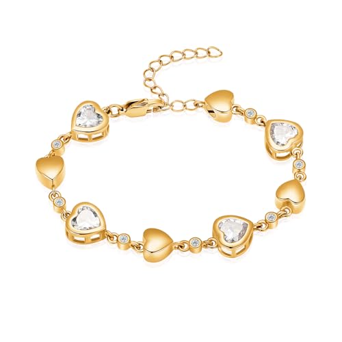 VCCWYQK Hitze Form Urne Armband für Asche Birthstone Herz Armband Cremation Schmuck Urne Armband für Asche Keepsake (Gold+Weiß) von VCCWYQK