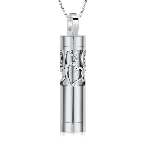 VCCWYQK Hohle Zylinder Urne Halskette für Asche für Frauen Männer Fläschchen Einäscherung Schmuck Memorial Keepsake Locket Halskette von VCCWYQK
