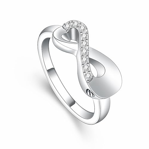 VCCWYQK Infinity Love Cremation Ring für Asche Edelstahl halten geliebte Asche Keepsake Fingerring Urne Medaillon Memorial Schmuck für Frauen von VCCWYQK