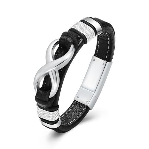 VCCWYQK Infinity Urne Armband für Asche Einäscherung Schmuck Edelstahl Memorial Keepsake Leder Urne Bangle für Männer Asche-Halter von VCCWYQK