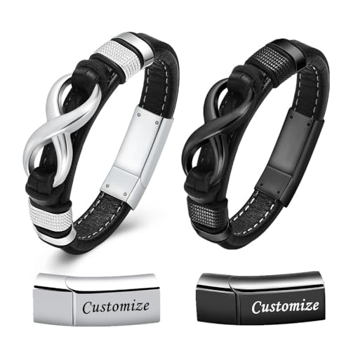 VCCWYQK Infinity Urne Armband für Asche Einäscherung Schmuck Edelstahl Memorial Keepsake Leder Urne Bangle für Männer Asche-Halter von VCCWYQK