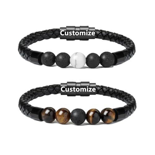 VCCWYQK Kremation Schmuck Lava Stein Urne Armband für Asche für Frauen Männer Chakra Healing Balancing Echtes Leder Memorial Armbänder (Z-Anpassen, Anpassen) von VCCWYQK