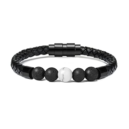 VCCWYQK Kremation Schmuck Lava Stein Urne Armband für Asche für Frauen Männer Chakra Healing Balancing Echtes Leder Memorial Armbänder von VCCWYQK