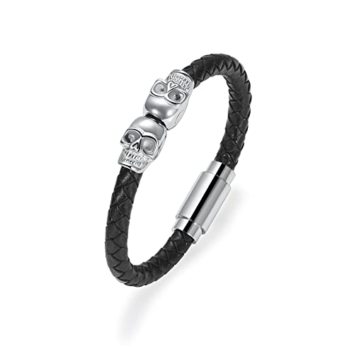 VCCWYQK Kremation Schmuck Schädel Urne Armband für Asche für Männer Frauen Keepsake Memorial Manschette Armreif geflochten Leder Kremation Armband von VCCWYQK
