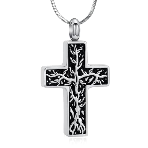 VCCWYQK Kreuz Urne Halskette für Asche für Frauen Männer Baum des Lebens Einäscherung Schmuck Memorial Keepsake Anhänger für Asche eines geliebten Menschen VCCWYQK Kreuz Urne Halskette für Asche für Frauen Männer Baum des Lebens Einäscherung Schmuck Memorial Keepsake Anhänger für Asche eines geliebten Menschen von VCCWYQK